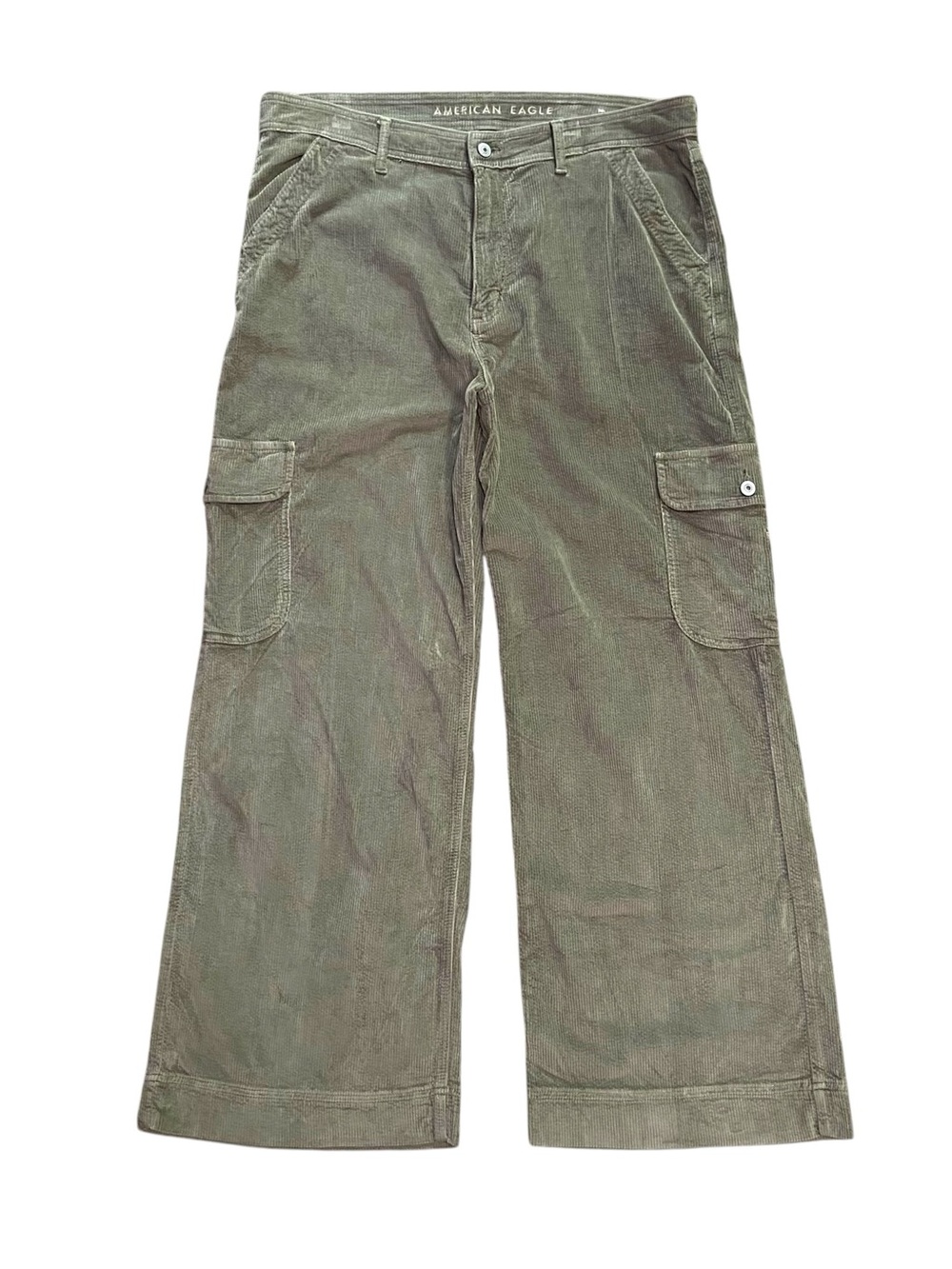American Eagle Super High Rise Baggy Wide Leg Corduroy Pant Green 18 Plus Size